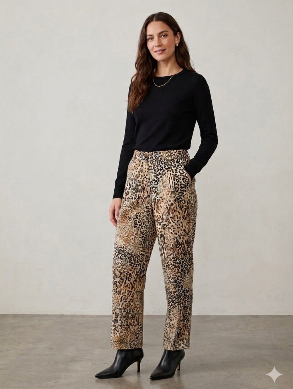 ZARA LEOPARD PRINT TIE WAIST PANTS SIZE MEDIUM